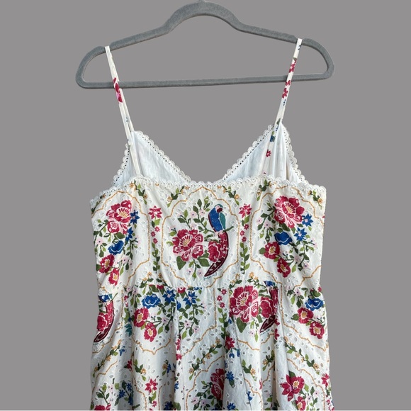 SEZANE x FARM RIO Cream Floral Parrot Eyelet Embroidered Danila Dress *Altered - Picture 12 of 17